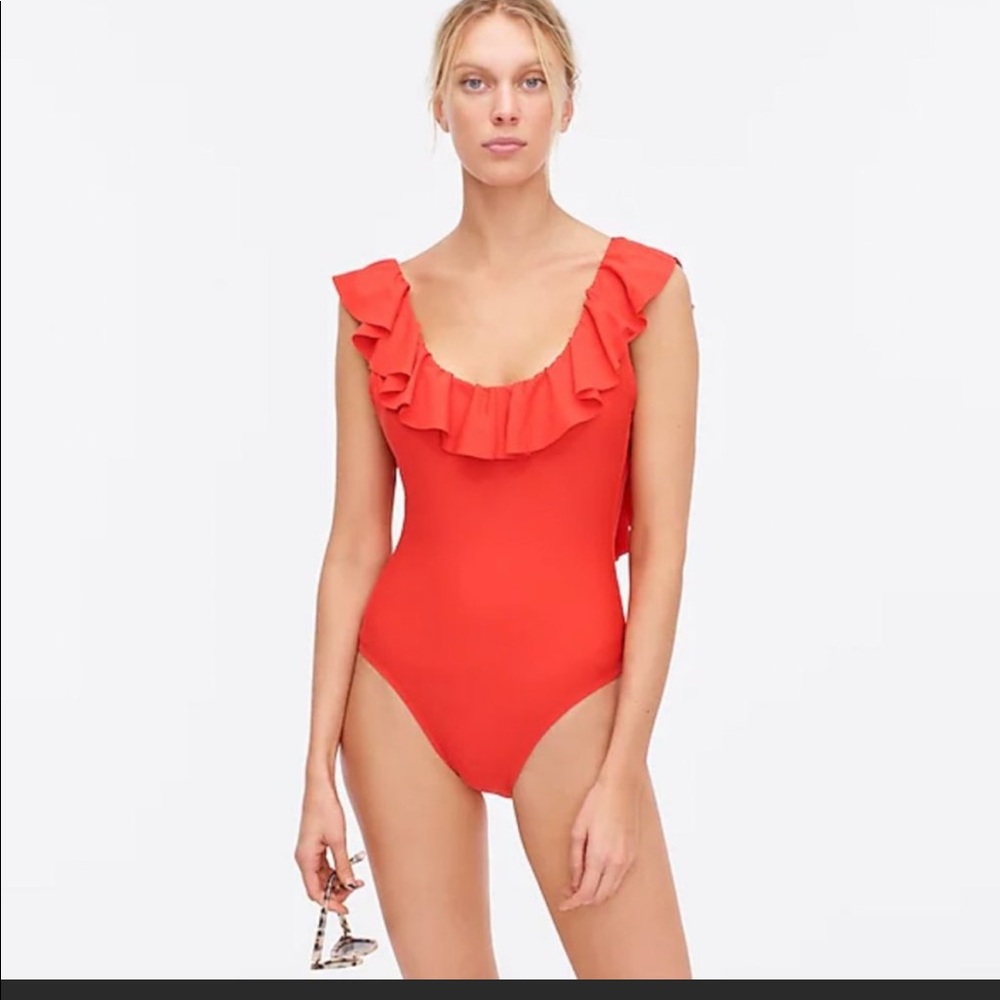 J. Crew Ruffle scoopback one-piece swimsuit